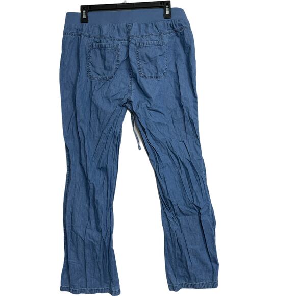 Style Co Chambray Pants Womens Plus 0X Blue Drawstring Elastic Waist 100% Cotton - Picture 2 of 4